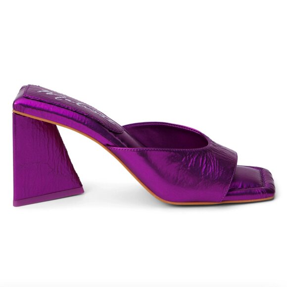 LIKE NEW! Matisse Regan Slide Sandal --Metallic Purple Block Heel -- Size 10 - Picture 2 of 9